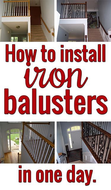 Install iron balusters to glam up your staircase! Surprisingly easy and inexpensive! Stairs Railing, Stair Makeover, Staircase Remodel, Iron Balusters, Staircase Ideas, Up House, In This House, Stair Railing, Décor Diy