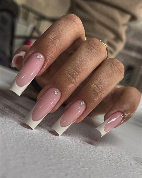 Unghie Sfumate, Girly Acrylic Nails, Classy Acrylic Nails, Nails Only, Long Square Acrylic Nails, White Nail, Pink Acrylic Nails, Square Acrylic Nails, Nails 2024