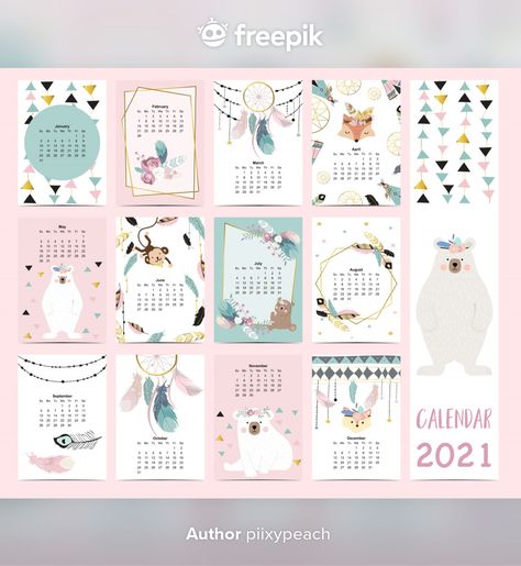 Boho Calendar, Yearly Planning, New Year Typography, Desk Calendar Template, Printable Yearly Calendar, Logos Templates, Wall Calendar Design, 2020 Calendar Template, Modern Calendar