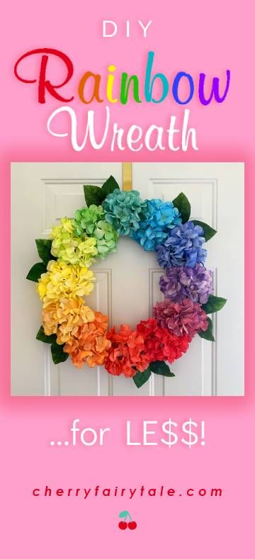 Rainbow Flower Wreath, Pride Wreath Front Doors, Rainbow Wreath Diy Front Doors, Pride Door Decorating, Craft Room Wreath, Diy Pride Decorations, Diy Pride Decor, Pride Wreath Diy, Rainbow Centerpiece Ideas