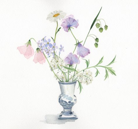 De Winton Paper Co, De Winton Paper Co Tutorials, Harriet De Winton Watercolor, Delphinium Flower Watercolor, Bluebells Watercolour Paintings, Hyacinth Flower Watercolor, Periwinkle Botanical Illustration, Teaching Watercolor, Learn Watercolor