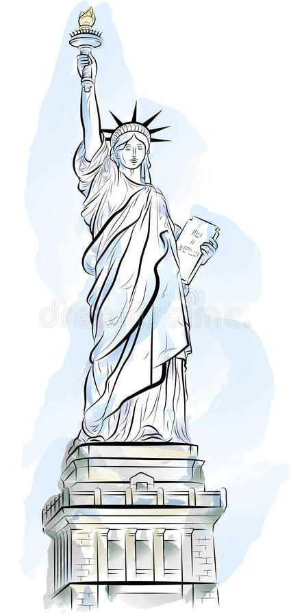 Drawing color Statue of Liberty in New York, USA. Vector illustration , #affiliate, #Statue, #Liberty, #Drawing, #color, #Vector #ad Statue Of Liberty Drawing, New York Drawing, Statue Liberty, Cityscape Drawing, Bullet Art, Liberty New York, Teen Art, Drawing Color, Small Canvas Paintings