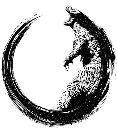 Godzilla Tattoo, Godzilla Franchise, Zen Circle, Sharpie Tattoos, Kaiju Art, Academia Wallpaper, Oversized Shirts, Kaiju Monsters, Dark Tattoo