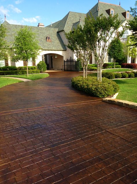 Stamped Concrete Driveway, Digital Brochure, Modern Driveway, Driveway Paving, Driveway Entrance, Driveway Design, Driveway Landscaping, Knotty Pine, Concrete Driveways