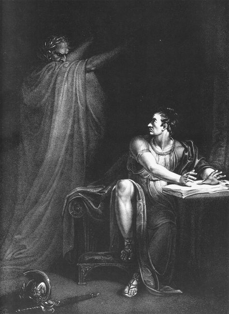 https://flic.kr/p/GdoeYN | Edward Scriven. Brutus and the Ghost of Caesar. 1802. Copperplate engraving. Julius Caesar Shakespeare, Ghost Jokes, Mark Antony, Shakespeare Plays, Ghost Pictures, Julius Caesar, Modern Witch, Roman History, The Ghost