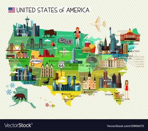 Usa Travel Map, Infographic Map, Travel Infographic, North America Map, Travel Bucket List Usa, Sea To Shining Sea, United States Map, Travel Icon, States In America