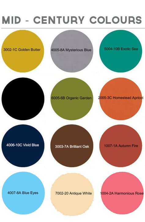 Mid Century Modern Boho Color Palette, Colorful Mid Mod Living Room, Mid Century Colours Color Palettes, Mid Century Boho Color Palette, Eclectic Urban Decor, Bright Mid Century Modern Bedroom, Mid Century Modern Color Palette Hex Codes, Mid Century Eclectic Color Palette, Atomic Age Color Palette