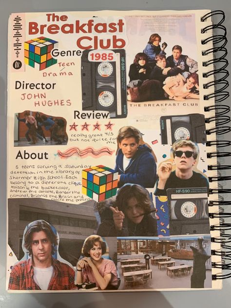 Favorite Movies Journal, Movie Journal Aesthetic, Tv Show Scrapbook, Film Journal Cover, Film Journal Aesthetic, Movie Journal Ideas, Movies Scrapbook, 80s Scrapbook, Film Scrapbook