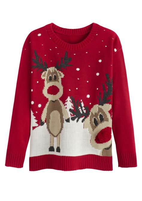 Christmas jumpers 2014: From Primark to H&M, here are the best Christmas jumpers on the market | Metro News Matching Christmas Jumpers, Reindeer Jumper, Knitted Christmas Jumpers, Pom Pom Sweater, Christmas Jumper Day, Xmas Jumpers, Crochet Baby Sweater, Baby Frock Pattern, Party Sweaters