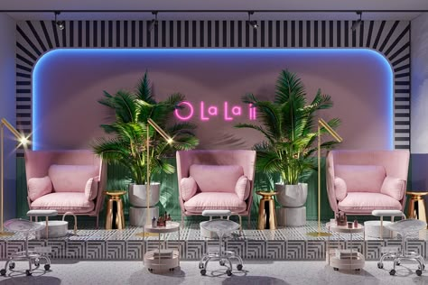 Spa Studio, Design Salon, Salon Interior Design, The Salon, Nail Spa, Neon Sign, Beauty Salon, Spa, Neon