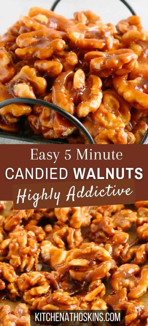 Spiced Walnuts Recipe, Candied Walnuts For Salad, Spicy Walnuts, Candied Nuts Recipe, Candied Walnut Recipe, Caramelized Walnuts, Spiced Walnuts, Candied Pecans Recipe, Walnuts Recipe