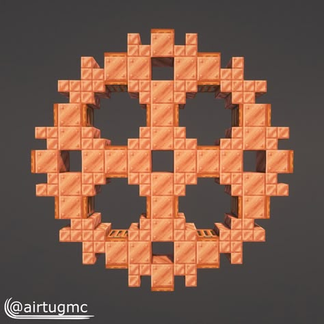 Airtug on Instagram: “Here’s some new gear designs for you guys to use, feel free to use any type of block I just like copper for gears #minecraft #minecrafter…” Minecraft Water Wheel Design, Minecraft Gear Design, Minecraft Building Ideas Copper, Minecraft Gear, Gear Minecraft, Minecraft Copper Palette, Copper Build Minecraft, Minecraft Copper Ideas, Minecraft Anchor