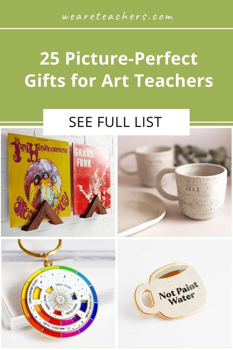 Looking for art teacher gifts? We've got you. Check out our list of 25 gifts that fit every budget and every art lover. Gift Ideas For Art Teacher, Art Teacher Christmas Gifts, Art Teacher Appreciation Gifts, Gift For Art Teacher, Art Teacher Gifts From Class, Music Teacher Gifts From Kids, Art Classroom Organization, Discounts For Teachers, Art Teacher Gifts