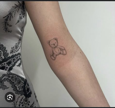 Childhood Stuffed Animal Tattoo, Plushie Tattoo, Stuffed Animal Tattoo, Baby Bear Tattoo, Cute Small Tattoo Ideas, Teddy Bear Tattoo, Koala Tattoo, Framed Tattoo, Tiny Tats