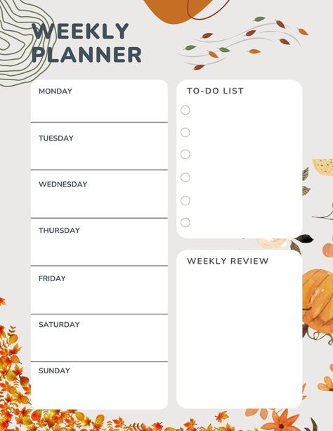 Autumn Weekly Planner Printable | Printable Planner For Moms by  Grace Wilde Weekly Aesthetic, Fall Weekly Planner, 2024 Plan, Planner For Moms, Notepad Design, Autumn Planner, Ipad Things, October Planner, Best Weekly Planner