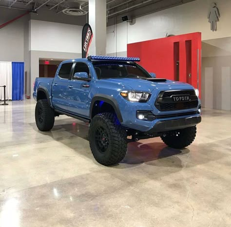 The blue!!😍 Toyota Tacoma Mods, Tattoos Celebrities, Tacoma Mods, Toyota Tacoma 4x4, Tacoma 4x4, Toyota Accessories, Tundra Truck, Toyota Tacoma Trd Pro, Toyota Truck