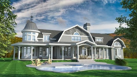 Dutch Colonial Homes: Practical, Beautiful, Rich in History Dutch Colonial House, Brindleton Bay, Dutch Colonial Homes, Gambrel Style, Home With Pool, Wraparound Porch, Colonial Homes, Build Inspiration, Shingle Style Homes