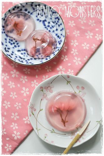 No food art for today, decided to blog about these sakura jellies I made on Tuesday first, as I know some of you want the recipe.    The sak... Sakura Jelly, Sakura Mochi, Jelly Cake, Styling Photography, Low Calorie Desserts, Jelly Recipes, Japanese Dessert, Asian Foods, Easy Baking Recipes Desserts