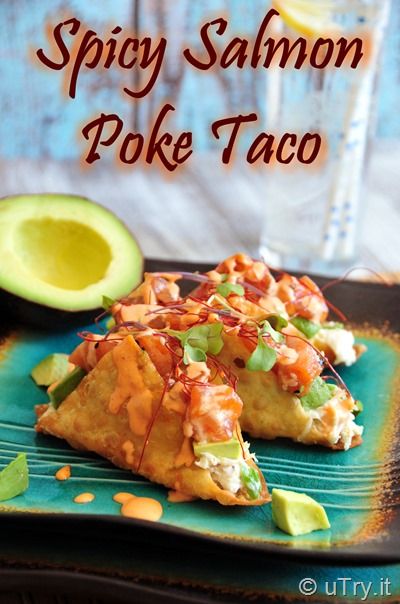 How to Make Spicy Salmon Poke Taco http://uTry.it Seafood Dish Recipes, Salmon Poke, Taco Taco, Entertaining Food, Salmon Tacos, Poke Bowls, Spicy Salmon, Taco Recipe, Hawaiian Food