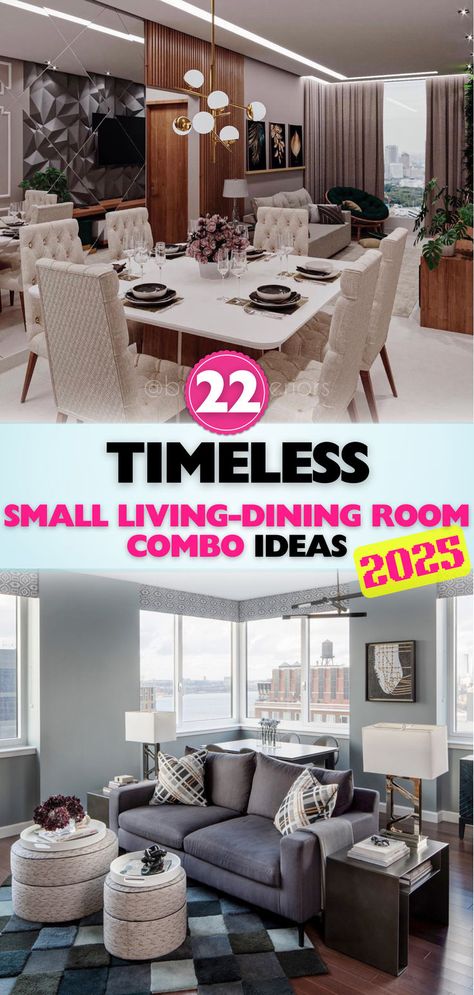 Uncover the best small living-dining room combo setups that deliver style, comfort, and function, perfect for compact living spaces. Combine Living Room And Dining Room, Small Living Room Dinner Room Combo, Apartment Living Dining Room Combo, Small Dining And Living Room Combo, Living Room Dinner Room Combo, Small Dining And Living Room Combo Ideas, Tiny Living Room Dining Room Combo, Small Living Dining Combo, Living Dining Room Combo Layout