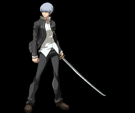 Yu Narukami, animation, boy, hero, silver, hair, katana, anime, cartoon, gif Idle Animation Reference, Idle Animation Gif, Idle Pose, Persona 4 Manga, Idle Animation, Game Sprite, Yu Narukami, Cartoon Gif, Idle Game