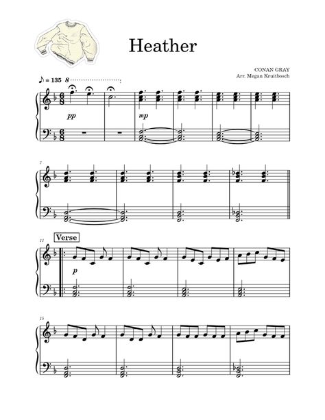 Conan Gray Piano Sheet Music, Heather By Conan Gray, Heather Conan Gray, Altoid Wallet, Conan Gray, Piano Sheet, Free Sheet Music, Wallpaper Ideas, Piano Sheet Music