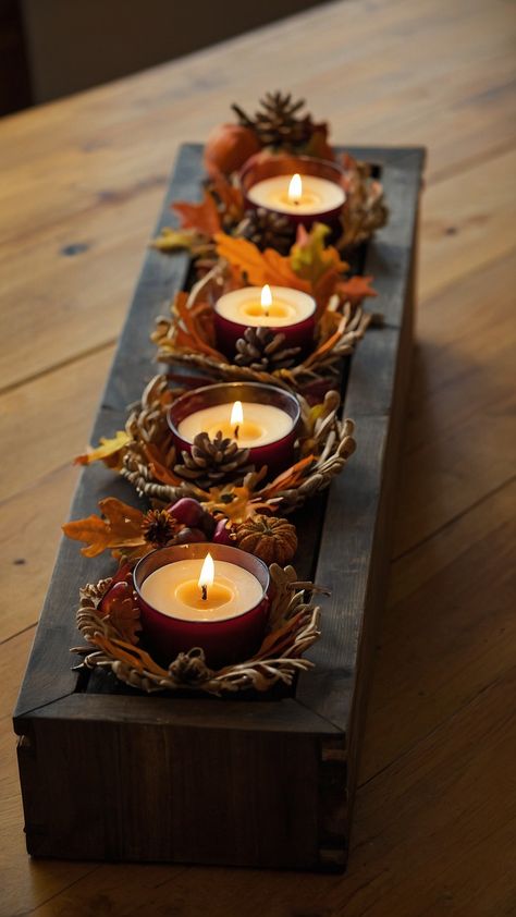 Get inspired with these fall Thanksgiving decor DIY ideas From table candle centerpieces to Hobby Lobby finds decorate your front porch living room outdoor farmhouse kitchen and modern porch with beautiful fall decor pieces Create cozy and stylish fall vibes with these easy and creative fall decor ideas Table Candle Centerpieces, Centerpiece With Pinecones, Thanksgiving Decor Diy, Front Porch Living, Thanksgiving Decor Ideas, Farmhouse Thanksgiving, Candle Table Centerpieces, Outdoor Farmhouse, Modern Porch