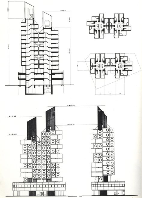 Metabolist Architecture, Kisho Kurokawa, Nakagin Capsule Tower, Brutalism Architecture, Capsule Hotel, Plans Architecture, Architecture Construction, Tower Building, Architecture Concept Drawings