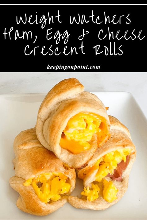 Ham, Egg and Cheese Crescent Rolls - Keeping On Point Keeping On Point, Weight Watchers Food Points, Ham Breakfast, Smart Points Recipes, Cheese Crescent Rolls, Weight Watchers Meal Plans, Cheap Healthy Meals, Filling Breakfast, How To Cook Ham