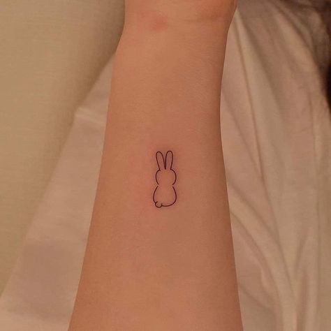 Bunny Tattoo For Men, Rabbit Ear Tattoo, Baby Bunny Tattoo, Simple Rabbit Tattoo, Fine Line Bunny Tattoo, Simple Bunny Tattoo, Small Rabbit Tattoo, Bunny Outline Tattoo, Tiny Bunny Tattoo