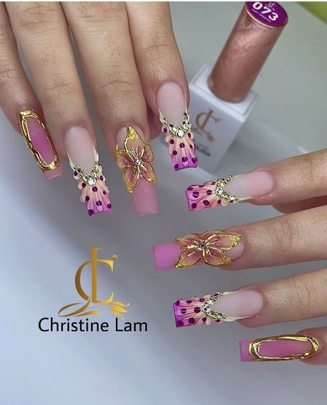 Summer Nailart, Nailart Ideas, Pink Chrome Nails, Airbrush Nails, Vibrant Nails, Bright Nails, Long Square Acrylic Nails, Glam Nails, Nail Designs Glitter