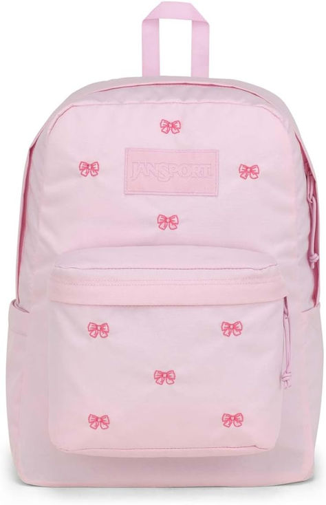 Stylish Pink Bow JanSport Backpack on Amazon, perfect for adding a fashionable and functional touch to school essentials. Cute Pink Backpacks For School, Jansport Bow Backpack, Pink Bow Jansport Backpack, Jansport Backpacks Pink, Pink Jansport Backpacks, Pink School Supplies Aesthetic, Jansport Backpacks Aesthetic, Aesthetic Backpacks For School, 6th Grade Backpacks