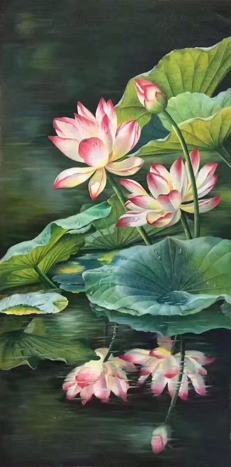 Lotus Artwork, Lotus Flower Painting, Sunset Canvas Painting, Lotus Flower Pictures, Pond Painting, Lotus Flower Art, Lotus Painting, Painting Decoration, Plant Art Print