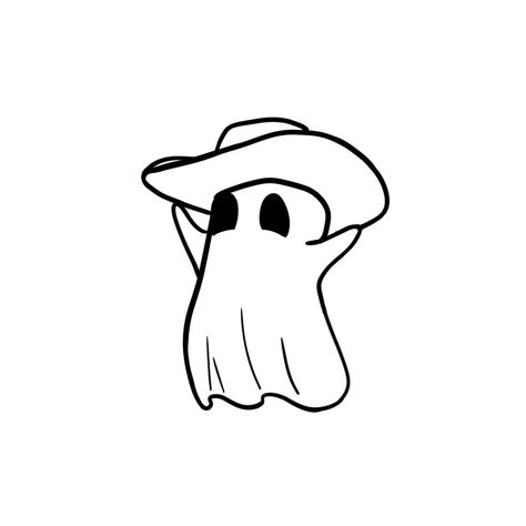 Ghost Cowboy Hat Tattoo, Western Ghost Tattoo, Ghost With Cowboy Hat Tattoo, Ghost Cowboy Tattoo, Ghost In Cowboy Hat, Cowboy Ghost Tattoo, Ghost With Cowboy Hat, Pacman Tattoo, Ghost Drawings