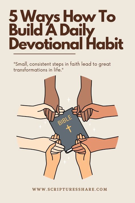 Starting a daily devotional habit can change your life. Spending time each day on spiritual growth and reflection can improve your mindset and well-being. Here are five ways to start and keep this important practice. Devotional Time With God, How To Start Your Day With God, Christian Habits, Christian College, Scripture Of The Day, Christian Relationships, Get Closer To God, Christian Dating, Devotional Books