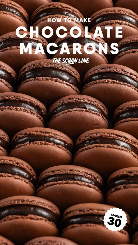 Foolproof Chocolate Macarons Recipe - Step-By-Step Chocolate Macarons Recipe, Chocolate Macaron Recipe, Macarons Chocolate, Macaroons Recipe, French Macarons Recipe, Macarons Recipe, Macarons Macaroons, Chocolate Macarons, Chocolate Ganache Recipe