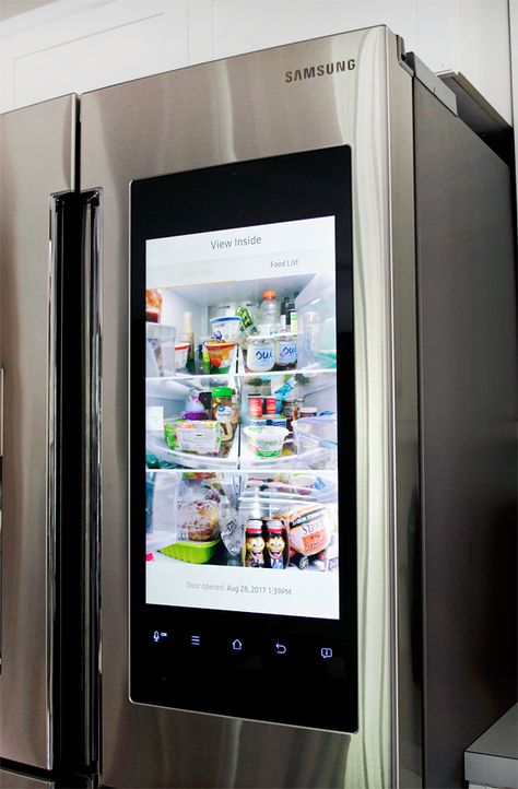 Samsung Family Hub Refrigerator, Coastal Powder Room, Family Hub Refrigerator, French Door Fridge, Moonlight Serenade, American Fridge Freezer, Budget Kitchen Makeover, Smart Fridge, Family Hub