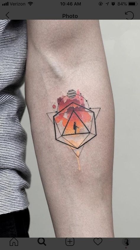 Odesza Tattoo, Watercolor Tattoo Artists, Dice Tattoo, Usa Tattoo, Best Watercolor, Dinosaur Tattoos, Rune Tattoo, Usa New York, Forarm Tattoos