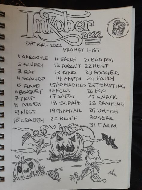 Inktober list Ink Tober, Inktober List, Prompt List, Bad Dog, Ink Drawing, Art Inspo, Art