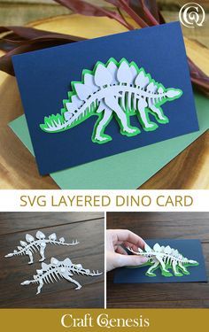 Dinosaur Card Diy, Paper Projects With Cricut, Cricut Dinosaur Projects, Cricut Crafts For Kids, Cricut Card Making, Dino Crafts, Party Planner Business, Cricut Dinosaur, Circuit Joy