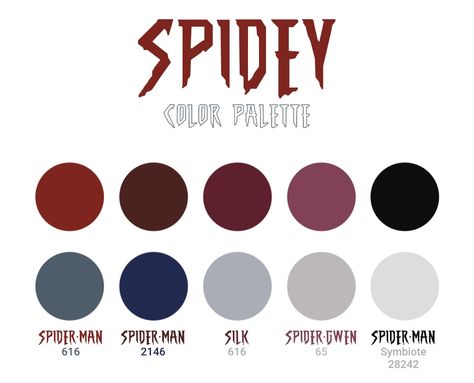 Spiderman Colors Palette, Spiderman Colour Palette, Spiderman Color Pallete, Spider Gwen Color Palette, Miles Morales Color Palette, Spider Man Color Palette, Spiderverse Color Palette, Spiderman Color Palette, Spiderman Home Screen