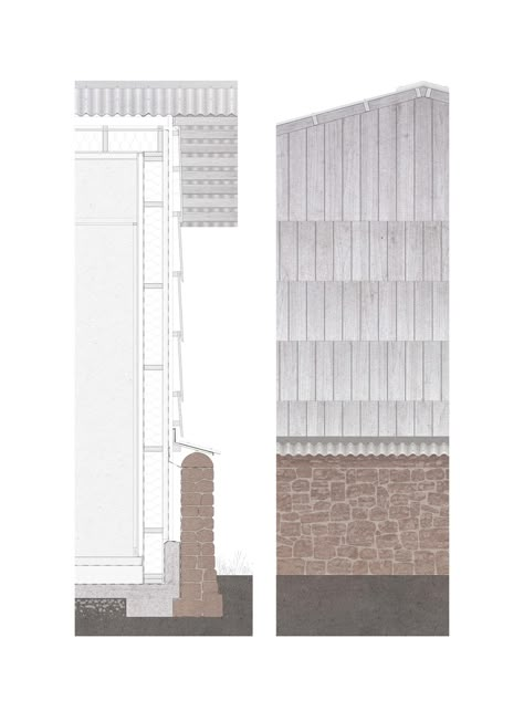 Royal Academy Summer Exhibition 2022 | News | Caruso St John Architects John Soane Architecture, Section Architecture, John Ruskin Architecture, Illustrated Section Architecture, Cross Section House Illustration, Caruso St John, Wooden Facade Detail Section, Ruins Architecture, Architecture Foundation