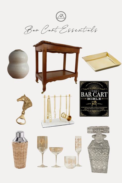 STYLE Your Bar Cart With These ESSENTIAL DECOR Accessories | Clouz Houz Add a touch of vintage with love! Bar Cart Essentials, Decor Essentials, Craft Cocktails, Classic Cocktails, Decor Accessories, West Elm, Home Bar, Bar Cart, Decorative Accessories