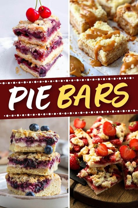 Forget the pie dish and complicated pastry and make these stunning pie bars instead. They're just as sweet and bright, but they're way easier to make. Thanksgiving Pie Bar, Fruit Bars Recipe, Pie Bars Recipe, Almond Pie, Healthy Pies, Cranberry Pie, Pie Bar Recipes, Chocolate Pecan Pie, Pecan Pie Bars