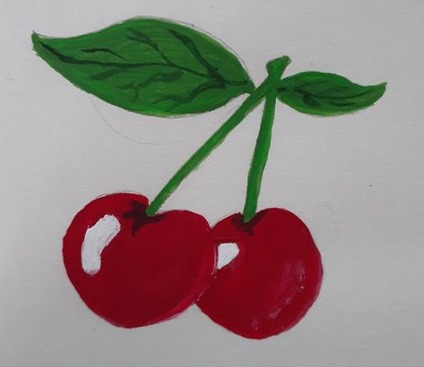 Easy Cherry Painting, Cherry Painting Easy, Cherry Painting Acrylic, Cherry Pics, Painted Cherries, Lil Drawings, Cherry Painting, Cherry Drawing, Dancing Drawing