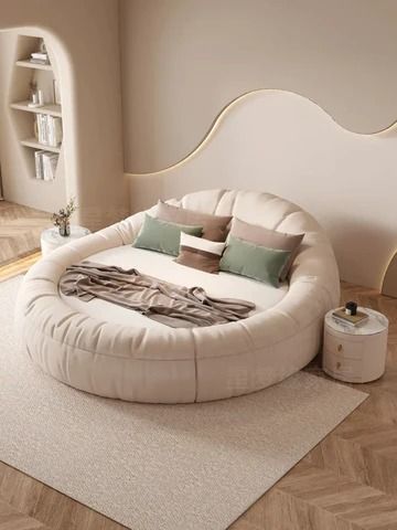 Beds & Accessories - Bedroom Furniture Sets - NOFRAN Circular Bedroom, Circular Bed, Modern Wooden Bed, Beautiful Bed Designs, Circle Bed, Minimalist Bedside Table, Round Bed, Couple Sleeping, New Bedroom Design