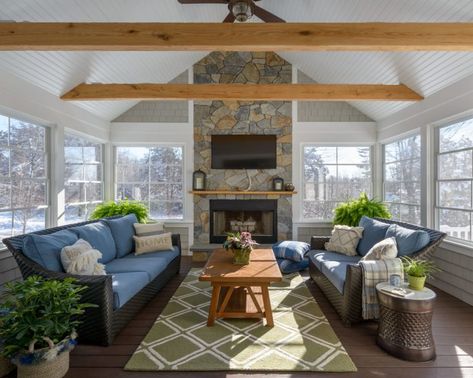 Sunroom Layout, 4 Season Sunroom Ideas, Modern Sunroom, Small Sunroom, 4 Season Room, Four Seasons Room, Sunroom Addition, Three Season Room, Sunroom Decorating