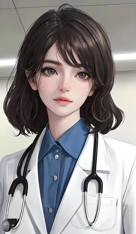 Anime Doctor Woman, Anime Doctor Drawing, Female Doctor Art, Doctor Drawing, Fake Insta, Aesthetic Doctor, Pic Art, Anime Show, Cute Backgrounds For Phones