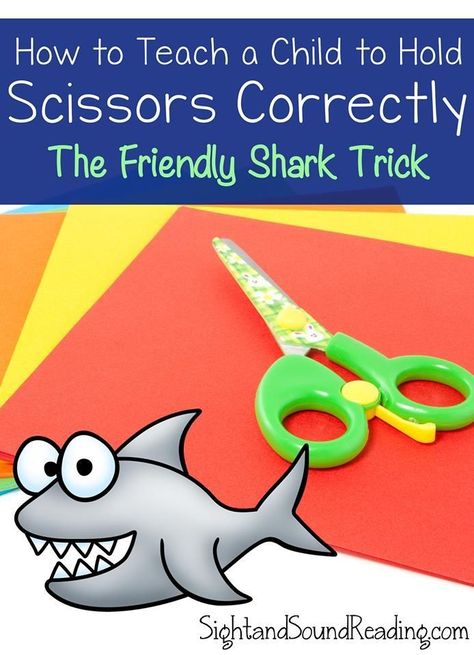 Preschool or Kindergarten Reading or Writing Activity -Want to know how to teach a child to hold scissors? Use the friendly shark method! Kids love this little trick to help them hold scissors. Preschool Fine Motor, Motor Skills Activities, Scissor Skills, Skills Activities, Teaching Preschool, Kindergarten Reading, Fine Motor Activities, Motor Activities, Homeschool Preschool