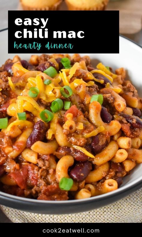 Easy Chili Mac Recipe, Homemade Chili Mac, Chili Mac Crockpot, Ground Beef Macaroni, Chili Mac Recipe Easy, Food For Fall, Easy Chili Mac, Ground Beef Crockpot Recipes, Quick Ground Beef Recipes